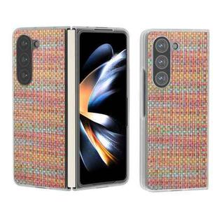 For Samsung Galaxy Z Fold5 5G Colorful Rhombic Texture Frosted Translucent Frame PU Phone Case(Orange Red)