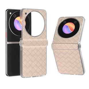For ZTE nubia Flip 3 in 1 Woven Texture Frosted Translucent Frame PU Phone Case(Beige)