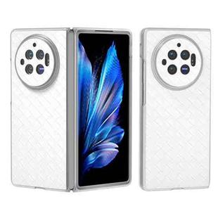 For vivo X Fold3 Woven Texture Frosted Translucent Frame PU Phone Case(White)