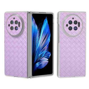 For vivo X Fold3 Woven Texture Frosted Translucent Frame PU Phone Case(Purple)