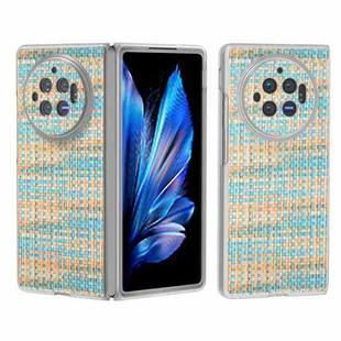 For vivo X Fold3 Colorful Rhombic Texture Frosted Translucent Frame PU Phone Case(Blue)