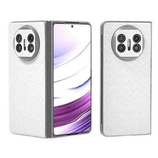 For Huawei Mate X5 Woven Texture Frosted Translucent Frame PU Phone Case(White)