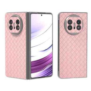 For Huawei Mate X5 Woven Texture Frosted Translucent Frame PU Phone Case(Pink)