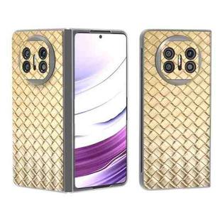For Huawei Mate X5 Woven Texture Frosted Translucent Frame PU Phone Case(Gold)