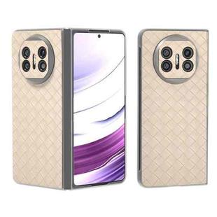 For Huawei Mate X5 Woven Texture Frosted Translucent Frame PU Phone Case(Beige)