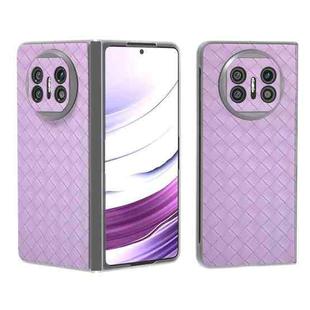 For Huawei Mate X5 Woven Texture Frosted Translucent Frame PU Phone Case(Purple)