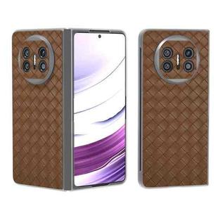 For Huawei Mate X5 Woven Texture Frosted Translucent Frame PU Phone Case(Brown)