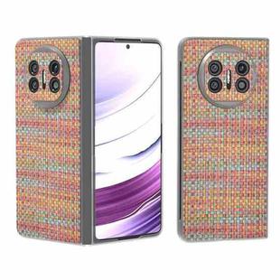 For Huawei Mate X5 Colorful Rhombic Texture Frosted Translucent Frame PU Phone Case(Orange Red)