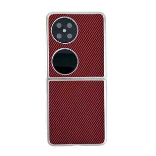 For Huawei P50 Pocket Kevlar Carbon Fiber Ultra-thin Shockproof Phone Case(Red)