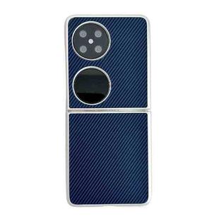 For Huawei P50 Pocket Kevlar Carbon Fiber Ultra-thin Shockproof Phone Case(Dark Blue)