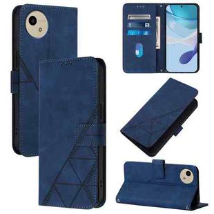 For Sharp Aquos Wish4 Crossbody 3D Embossed Flip Leather Phone Case(Blue)