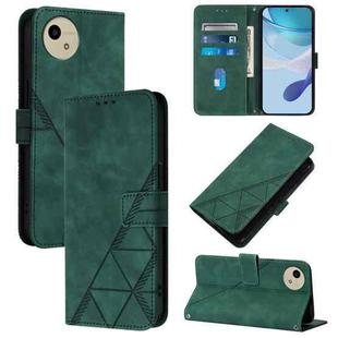 For Sharp Aquos Wish4 Crossbody 3D Embossed Flip Leather Phone Case(Green)