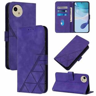For Sharp Aquos Wish4 Crossbody 3D Embossed Flip Leather Phone Case(Purple)
