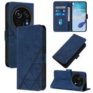 For Sharp Aquos R9 Pro / SH-54E Crossbody 3D Embossed Flip Leather Phone Case(Blue)