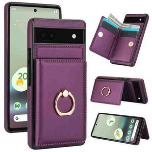 For Google Pixel 6a RFID Anti-theft Card Ring Holder Phone Case(Dark Purple)