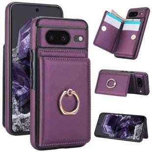 For Google Pixel 8 RFID Anti-theft Card Ring Holder Phone Case(Dark Purple)