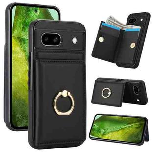 For Google Pixel 8a RFID Anti-theft Card Ring Holder Phone Case(Black)