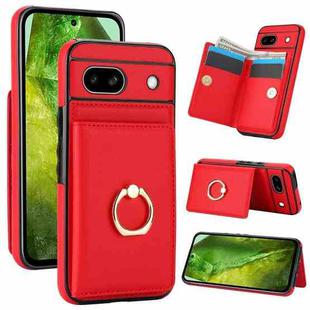 For Google Pixel 8a RFID Anti-theft Card Ring Holder Phone Case(Red)