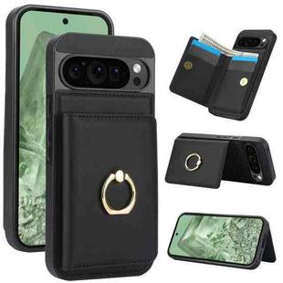 For Google Pixel 9 RFID Anti-theft Card Ring Holder Phone Case(Black)