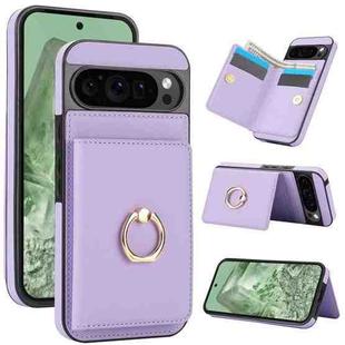 For Google Pixel 9 Pro XL RFID Anti-theft Card Ring Holder Phone Case(Purple)