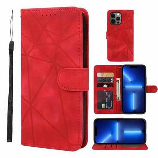 For iPhone 13 Pro Max Skin Feel Geometric Lines Leather Phone Case(Red)