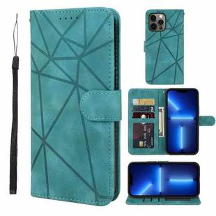 For iPhone 13 Pro Max Skin Feel Geometric Lines Leather Phone Case(Green)