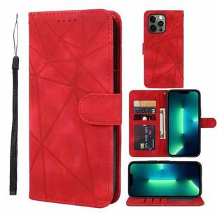 For iPhone 13 Pro Skin Feel Geometric Lines Leather Phone Case(Red)