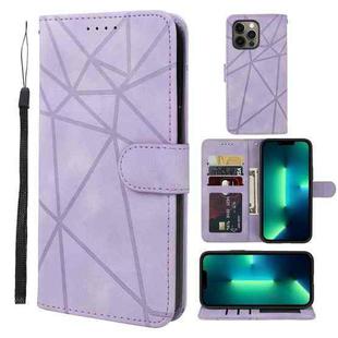 For iPhone 13 Pro Skin Feel Geometric Lines Leather Phone Case(Purple)