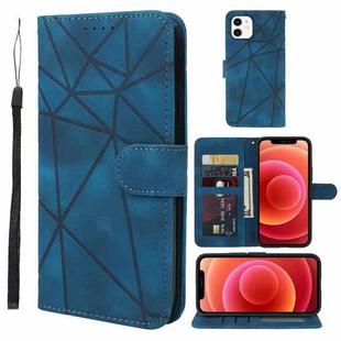 For iPhone 12 mini Skin Feel Geometric Lines Leather Phone Case(Blue)