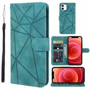 For iPhone 12 mini Skin Feel Geometric Lines Leather Phone Case(Green)