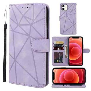 For iPhone 12 mini Skin Feel Geometric Lines Leather Phone Case(Purple)