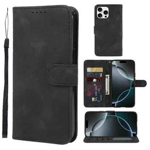 For iPhone 16 Pro Skin Feel Geometric Lines Leather Phone Case(Black)