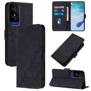 For TCL 50 5G Crossbody 3D Embossed Flip Leather Phone Case(Black)