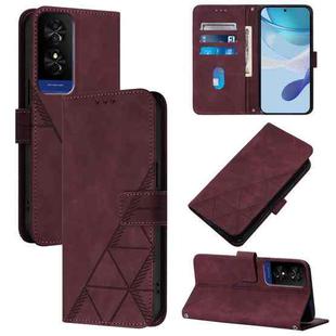 For TCL 50 5G Crossbody 3D Embossed Flip Leather Phone Case(Wine Red)