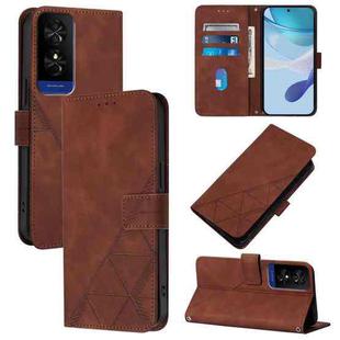 For TCL 50 5G Crossbody 3D Embossed Flip Leather Phone Case(Brown)