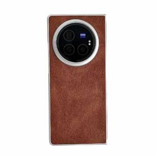 For vivo X Fold3 Pro Skin Feel Leather Texture Pearlescent Paint Shockproof Phone Case(Brown)