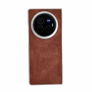 For vivo X Fold3 Skin Feel Leather Texture Pearlescent Paint Shockproof Phone Case(Brown)