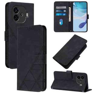 For vivo iQOO Z9 5G / iQOO Z9 Turbo 5G Crossbody 3D Embossed Flip Leather Phone Case(Black)