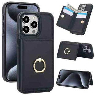For iPhone 15 Pro RFID Anti-theft Card Ring Holder Phone Case(Black)