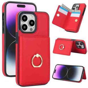 For iPhone 14 Pro Max RFID Anti-theft Card Ring Holder Phone Case(Red)