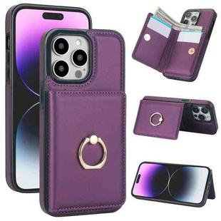 For iPhone 13 Pro RFID Anti-theft Card Ring Holder Phone Case(Dark Purple)