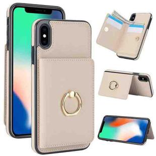 For iPhone XS / X RFID Anti-theft Card Ring Holder Phone Case(White)