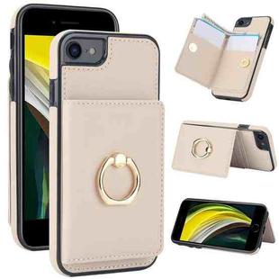 For iPhone 8 Plus / 7 Plus RFID Anti-theft Card Ring Holder Phone Case(White)