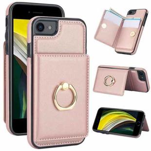 For iPhone 8 Plus / 7 Plus RFID Anti-theft Card Ring Holder Phone Case(Rose Gold)
