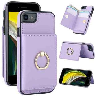 For iPhone 8 Plus / 7 Plus RFID Anti-theft Card Ring Holder Phone Case(Purple)