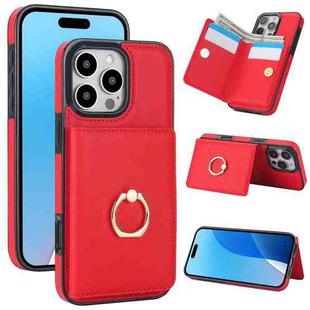 For iPhone 16 Pro RFID Anti-theft Card Ring Holder Phone Case(Red)