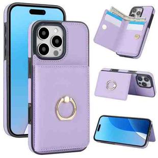 For iPhone 16 Pro RFID Anti-theft Card Ring Holder Phone Case(Purple)