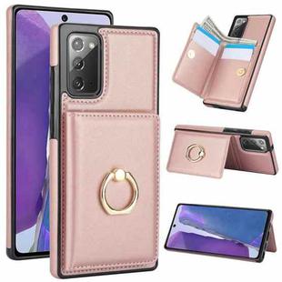 For Samsung Galaxy Note20 RFID Anti-theft Card Ring Holder Phone Case(Rose Gold)