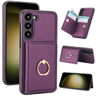 For Samsung Galaxy S22+ 5G RFID Anti-theft Card Ring Holder Phone Case(Dark Purple)