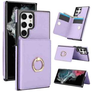 For Samsung Galaxy S22 Ultra 5G RFID Anti-theft Card Ring Holder Phone Case(Purple)